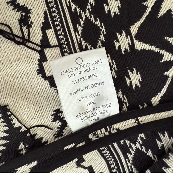 NWT RORY BECA Black Cream Silk Fringe Allover Patterned Jacket Size XS MSRP $220 - Picture 8 of 11
